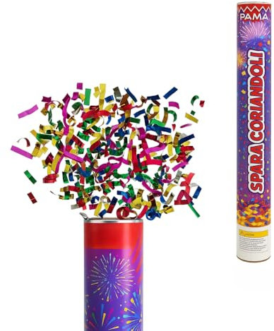 Sparacoriandoli Colorati tubo spara coriandolo Multicolor, Cannone sparacoriandoli con coriandoli di vari colori, misura 40,5 cm Varie Quantità (6)