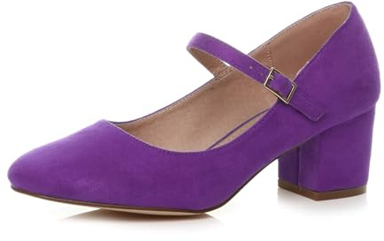 Damer medium blockklack rem arbete kväll brudtärna bröllop fest Mary-Jane skor pumps storlek, Lila mocka, 38 EU