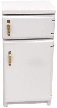 Healifty Mini-Kühlschrank Im Maßstab 1:12 Hölzerne Puppenstubenmöbel Miniatur-Puppenstubenmöbel Für Puppenstubenküche (Weiß)