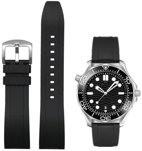 Niziruoup Klockarmband FKM Gummi Snabbfrigörande Fluorgummi Klockband 19mm 20mm 21mm 22mm Mjuk Hållbar Universell FKM Gummi Armband Ersättningsband Klockband för Herr Dam