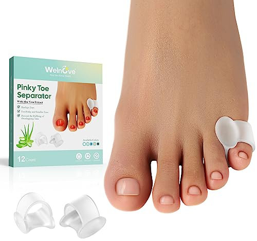 Welnove Gel-Zehenspreizer hallux, 12er-Pack Abstandshalter für kleine Zehentrenner, mit Aloe Vera-Extrakt angereicherte Silikon-Abstandshalter für kleine Zehen