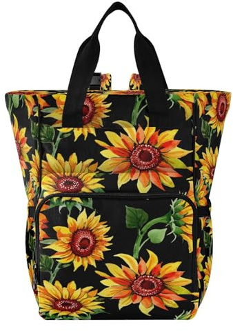 Caihoyu stor blöjväska vattentät och snygg babypaket blöjväska för shopping resor vildblomma solros blommönster akvarell, flerfärgad, 1 size, Modern/åtsittande