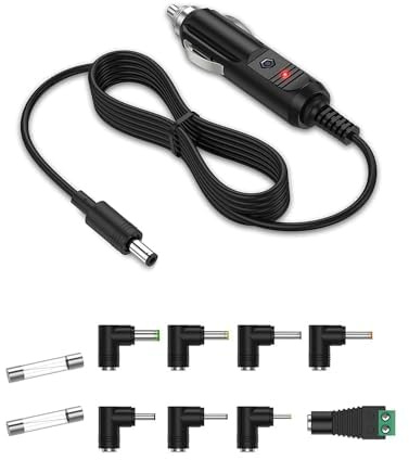 Lonnky 12V 2A 24W Auto Ladegerät 5,5 x 2,1 mm, 2 Meter Kabel, 8 Adapter, Universell für Bush, Sylvania (7/9/10 Zoll), Naviskauto, DVD-Player, Router, GPS, Tablets, Lautsprecher, LED-Lichter