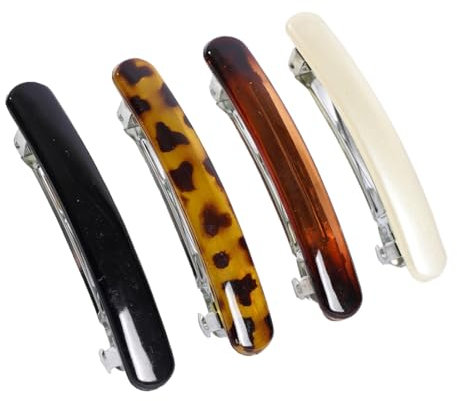 4 Stücke Haarspange, Hair Barrettes Women,Automatisch Groß Haarspangen für feines Haar und mitteldickes Haar, Hair Barrettes Women,Französische Vintage Haarschmuck für Damen Mädchen