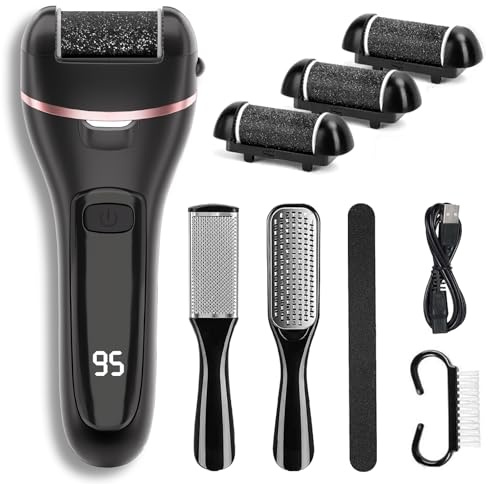 Electric Callus Remover for Feet with 3 Roller Heads 2 Speed Rechargeable Waterproof Foot File Perfect for Dead Hard Cracked Dry Skin