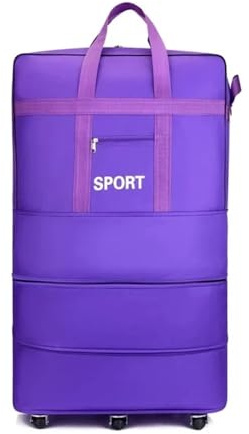 VONCYKI Sac de Voyage en soute Oxford de Grande capacité, Sac de Rangement Pliable à roulettes Universel for Bagages, Cubes d'emballage à roulettes(Purple 95X48X28)