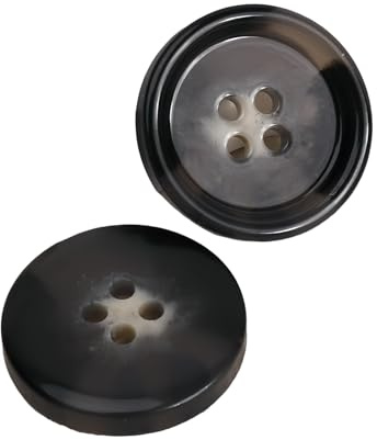 20PCS Resin Round Buttons Craft Sewing Snaps 4 Holes Handmade DIY Accessories (Black, 25mm)