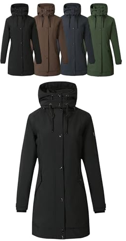 Covalliero - Damen Parka | Reitjacke mit Reitschlitz | warme Übergangsjacke mit hohem Kragen & 5 Taschen | wasserabweisende Winterjacke | Reitbekleidung in Black | Größe L