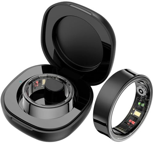 Findtime Smart Ring Sleep Tracker - Heart Rate Monitor, Blood Oxygen, Fitness Tracker, Pedometer, Step Counter - Waterproof Curved Smart Ring for Men and Women