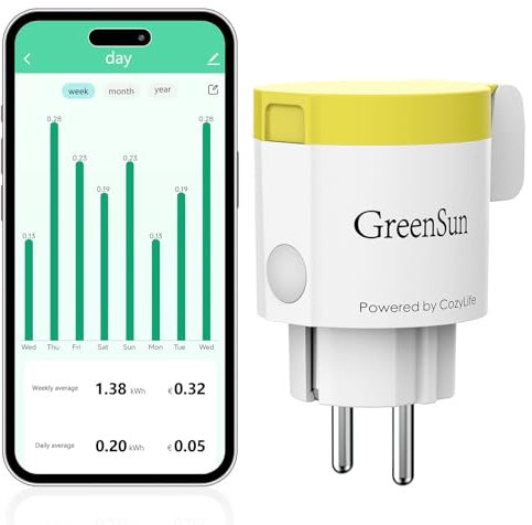 GreenSun Prise Connectée Extérieure Alexa - Prise Connectée WIFI CozyLife App PriseConnectée Alexa Smartthings PriseConnectée Wifi Mesure Consommation Prise Minuteur IP44 Jaune 2.4G
