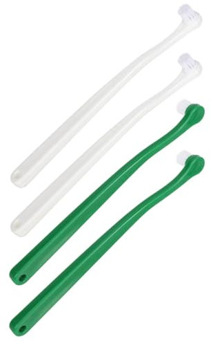 HOUDERCO 4stücke Katzenzahnbürste Aus Kunststoff Und Tpe Manuelle Zahnbürste Für Welpen Mittlere Härte Langer Griff Für Einfache Reinigung Geeignet Für Verschiedene Zahnformen Und Kleine Ha