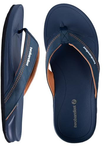 Two Bare Feet Men's Flip Flops – Comfortable Beach Sandals, Lightweight Slip-On, Durable Non-Slip Sole – Ideal for Summer, Holiday, Pool & Casual Wear (Harbour (Blue), UK 9)