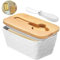 Butterdose Keramik Mit Holzdeckel, Butterdose Porzellan Fasst Ca. 500g (600ml), Butterdosen Mit Buttermesser Aus Edelstahl, Butter Dish Nachhaltigem Bambusdeckel, Butterschale - Weiß