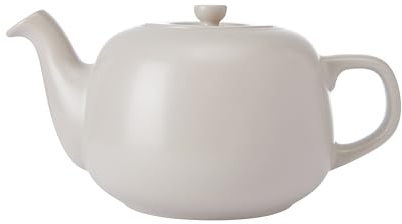 La Cafetière Grande théière classique traditionnelle à poignée confortable et bec verseur anti-goutte, sert 6 tasses, pour sachets de thé, facile à nettoyer, passe au lave-vaisselle, 1,5 l, beige