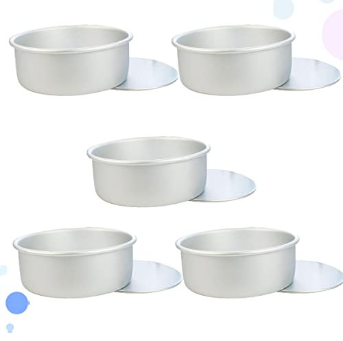 TOYZFRIENDY 5Pezzi Tortiera Rotonda Alluminio Anodizzato con Rimovibile Mini Stampo per Torte Antiaderente per Chiffon Cake e Dessert per Preparazioni Dolci