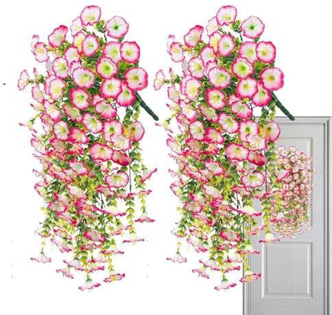 Konstgjorda Petunior Naturtrogna 2 Stycken Träds Falska Blommor | UV-beständiga Utan BlekningsPetunia för utomhus, patio, träd, , bak, balkong, inomhus, bröllop och fest