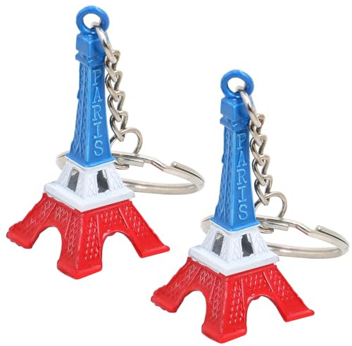 TRIXES Set mit 2 Tricolour Eiffelturm Schlüsselanhängern Anhänger rot weiß blau Paris Wahrzeichen NEUHEIT Eiffel Tower Nationalfeiertag Bastille