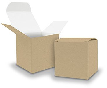 itenga 25x Würfelbox KraftKarton 5x5cm außen braun innen weiß Schachtel zum Befüllen (Hochzeit. Adventskalender. Taufe. Geburtstag. Geschenk. Kommunion)