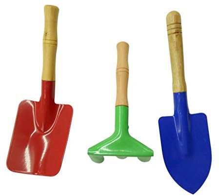 OUNONA Kelle Rake Schaufel f¨¹r Kinder Gartengerte Metall mit Robuste Holzgriff Sicher Gartengerte Kinder 3 St¨¹cke