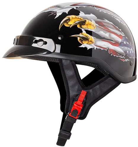 CARTMAN Half Helmet Large, DOT Approved Eagle Graphics for Adult