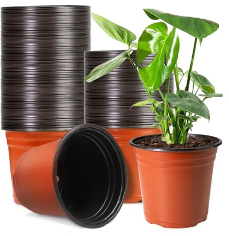 PEYOU 50Pcs Plant Pots 15cm Reusable Flower Pots Plastic Plant Pots Seedling Pots for Seeds nursery pots, Seedlings, Flowers, Vegetable, Succulent, Herbs, Cuttings, Transplanting