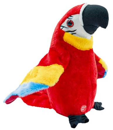 Surplex Juguete Electrónico de Peluche de Loro Parlante con Grabación Interactiva - Regalo Que Repite Sonidos y Reproduce Canciones, Alas Inteligentes Que se Mueven y Hablan Repetidamente