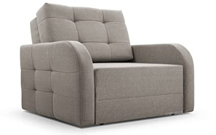 MOEBLO Kindersofa Porto 80 – Schlafsessel Sofa Sessel Jugendsofa Schlafsofa 1-Sitzer Gästebett mit Schlaffunktion und Bettkasten (BxHxT): 101x90x100 cm (Cappucino)