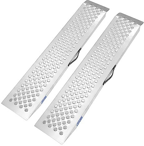 LIEKUMM 2X 120 cm Auffahrrampe, 600 kg Tragkraft Stahl Motorrad Rampe, Laderampe für Motorrad, Elektromotorrad, ATV, Werkstatt, Lager, Auffahrrampe für Anhänger, Garage, Laderampe Motorrad