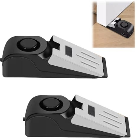 Butée de Portes avec Alarme, Cale Porte avec Alarme 120 dB, 3 Sensibilités Réglables Sécurité pour Butée de Porte, Arrêts de Portes Caoutchouc Antidérapant pour Sécurité Maison, Voyage