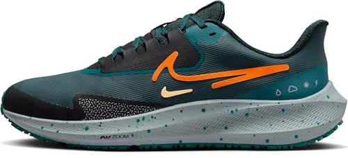 NIKE Men's Air Zoom Pegasus Shield Low, Deep Jungle Safety Orange Geode Teal, 11 UK