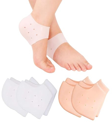EULAPGOE Protezioni per Tallone in Silicone (4 Coppie) per Scarpe, Prevenire Vesciche, Tacchi Screpolati, Coppe per Cuscino in Gel Morbido