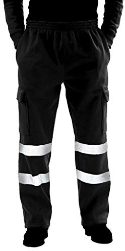 Pantalones deportivos de trabajo para hombre, pantalones de alta visibilidad, pantalones de chándal reflectantes con cordón de seguridad para hombre, cintura elástica, pantalones deportivos para