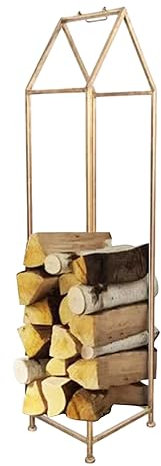 Firewood Rack Extra Tall Holder for Firewood Gold Narrow Log Stacker Stand 13 Wide Corner Fireplace Stand Home Organizer