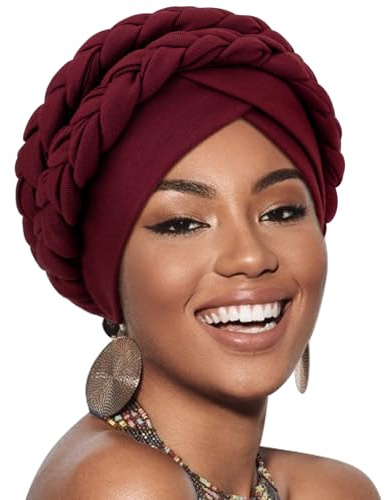AQOKKA African Women Turban Caps Pre-Tied Twisted Turbans Head Scarf for Women Hair Wraps Cover Beanie Cancer Chemo Headwear