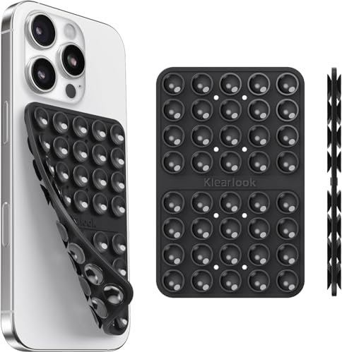 Silicone Suction Cup Phone Case Mount Double Sided-Klearlook Silicon Sticky Phone Grip with Higher Suction Power,Suction Pad Hands-Free Smartphone Accessories Holder for Selfies&Videos,Midnight Black