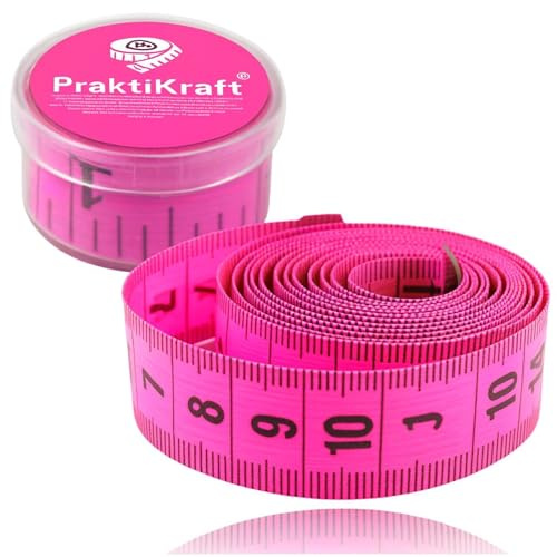 Ruban de mesure 150 cm - 2 en 1 - cm + POUCES Mètre de couturière - Ruban de mesure dans boîte de rangement pour échelle et mesure (Rose)