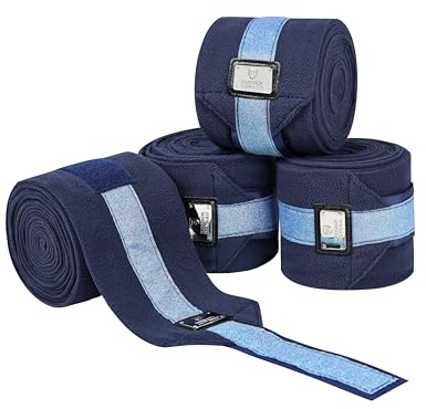 Harrison Howard Horse Polo Wraps Upgrade with Bling Leg Wraps for Horses 4-Pack Fleece Leg Wraps Stable Supplies Navy M
