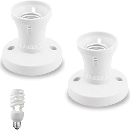 2PCS E27 Lamp Socket Converter – Edison Screw Light Bulb Holder Adapter – Screw-in Straight Type Bulb Socket for Pendant Ceiling & Wall Light – Plastic E27 Lights Fitting Replacement for 220–250V