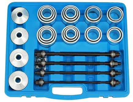 BOOMSTART Juego de 28 piezas de rodamientos silenciosos, prensa de rodamientos de rueda, extractor de casquillos, juego de herramientas con maletín de almacenamiento, extractor, extractor para coche