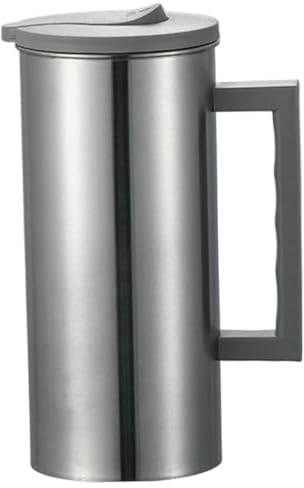 AwnsIMfreien Brocca per l'acqua in Acciaio Inossidabile, brocca in Acciaio Inossidabile con Coperchio, Metallo da 1800 ml, caraffa con Apertura con Manico, per Acqua Antiscivolo per caffè, tè, con c