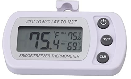 RASTKY Termometro Digitale per Congelatore Funzione di Memoria Compatta Termometro per Frigorifero per Laboratori di Conservazione Frigorifera Corpo in ABS Bianco