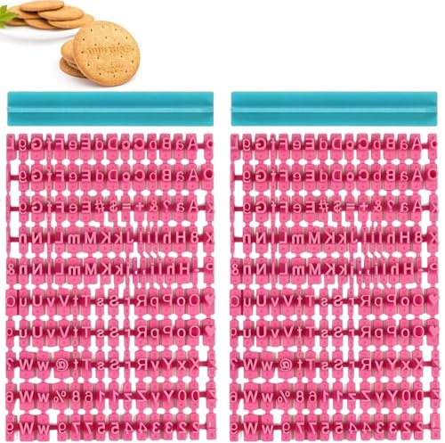 Set di 2 Timbri per Lettere di Argilla, timbri alfanumerici per biscotti,Fondente Cookie Cutter,Macchina per Goffratura Fondente, Stampe,Stampi per Lettere Divertenti,timbri per biscotti e alfabeti(2)