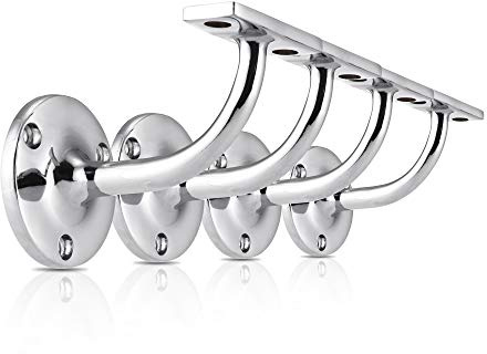 XFORT Set of 4 Polished Chrome Handrail Brackets, Banister Brackets for Stair Banister Handrail.