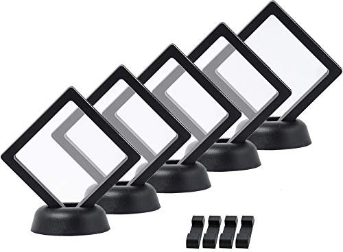 LZYMSZ 5 Pièces Cadre Flottant Ttransparent 3D, flottants Transparents,pour pièces de Monnaie, médaillons AA, Antique, Bijoux (y Compris la Base) (9 x 9 cm)