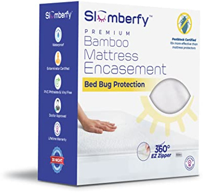 King Size Waterproof Bamboo Mattress Encasement, Zippered Bed Bug Protector