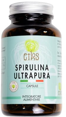ETHOS Spirulina Ultrapura in Capsule - Alga Spirulina Pura Prodotta e Confezionata in Italia, Superfood Naturale per Performance e Benessere, Facile Assunzione, Integratore Vegan, 100 Capsule da 650mg