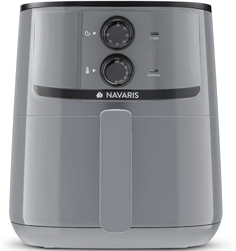 Navaris Heißluftfritteuse 4,3L Airfryer 1500W - Luftfritteuse ohne Öl - Heissluftfritteuse Beschichtet - Herausnehmbarer Korb - Kompaktes Design - Hot Air Fryer XXL in Grau