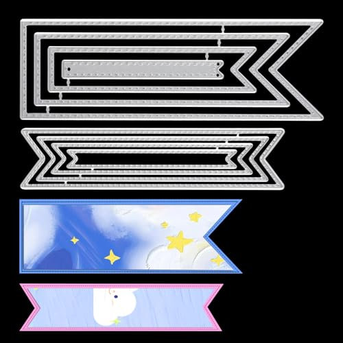 2 Stücke Lesezeichen Metall Stanzschablonen, Carbon Steel Stanzformen DIY Craft Stanzschablone Classic Lesezeichen Banner Stil Prägeschablonen für Scrapbooking, Album, Karten, DIY Kunst Basteln