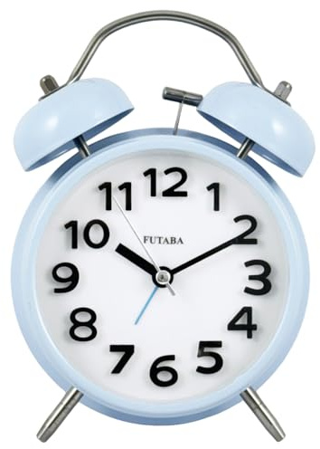 Loud Alarm Twin Bell Alarm Clock – for Heavy Sleepers, Silent Non-Ticking Analog Clock with LED Light, Battery Operated