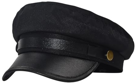 FSSTUD Black Men's Leather/Cotton Biker Cap, Size M (56-58 cm), High Sun Protection, Lightweight, Festive Theme, Perfect for Men, Outdoor Enthusiasts, Role-Players